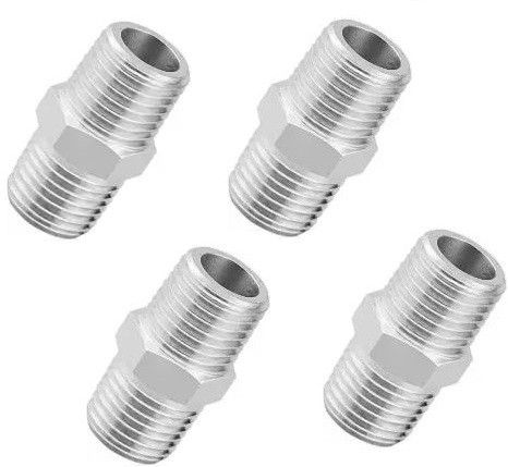 Premium Quality Stainless Steel Hex Nipple 1 INCH, Pack of 4 (Screw On) Faucet Nozzle-image-23