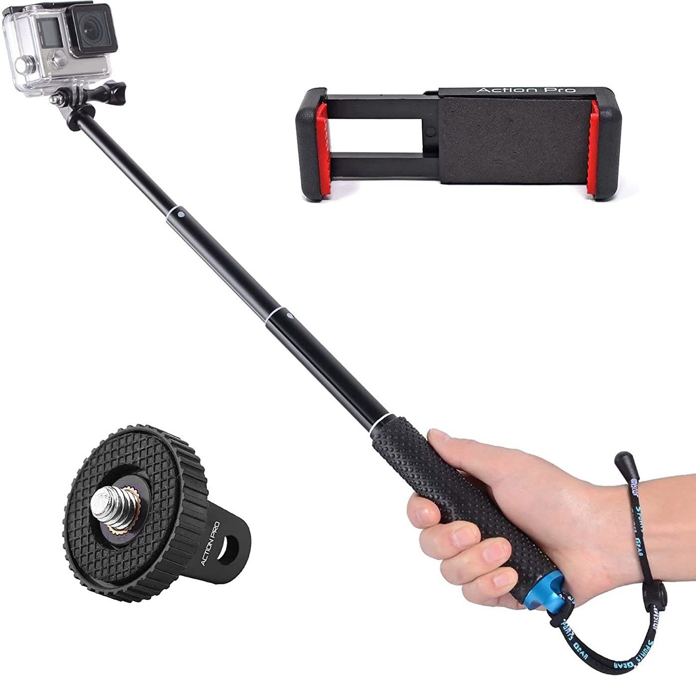 Action Pro 19 inch Waterproof Hand Grip Adjustable Extension Selfie Stick Handheld Monopod with Phone Holder Cable Selfie Stick-picture-16
