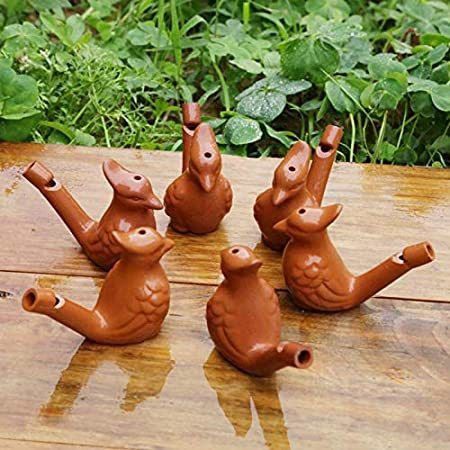 imprexis store Handmade Clay Ceramic Bird Water Whistle Toy for Children - Set of 4 Pealess Whistle-picture-22
