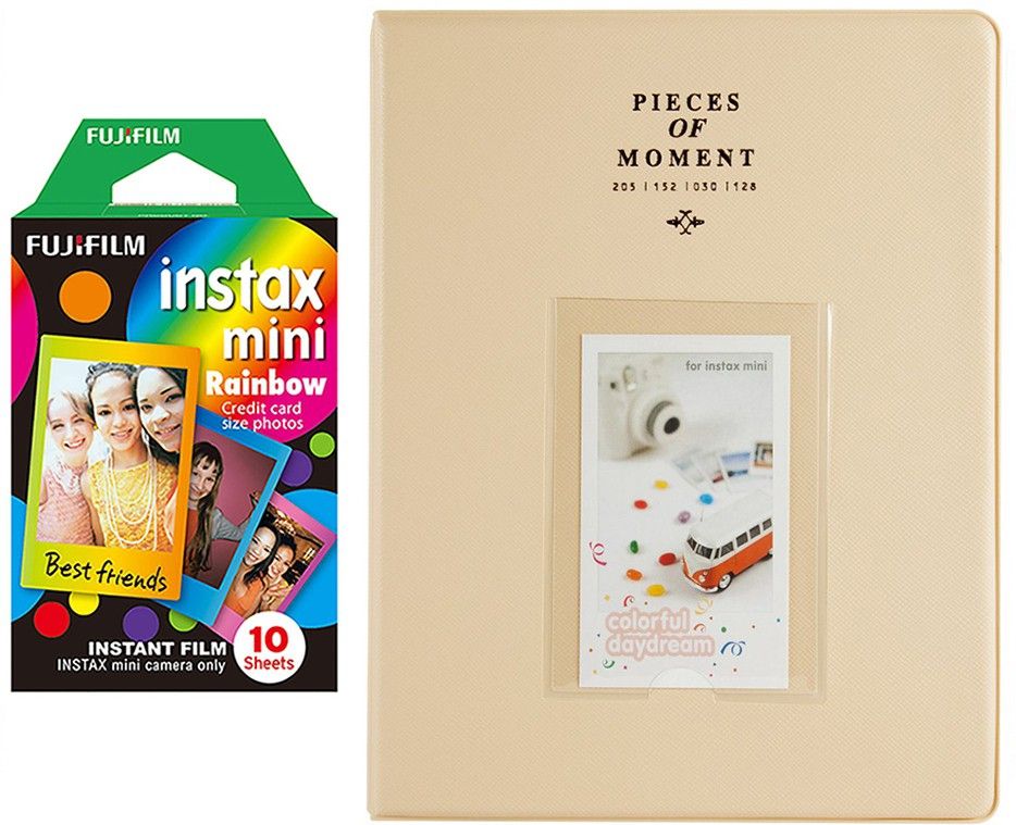 FUJIFILM Mini 10X1 rainbow Instant Film With 128-sheet Beige Album for mini Film Roll