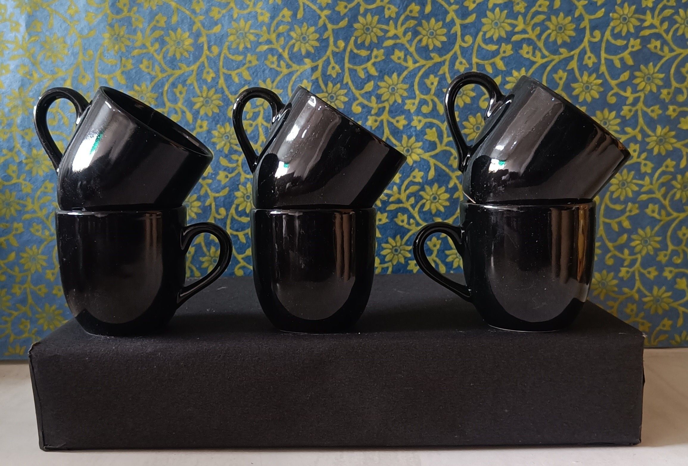 love unlimited Pack of 6 Ceramic Premium Quality CeramicMicrowave Safe Small Tea Cup/Coffee Cup black-picture-22