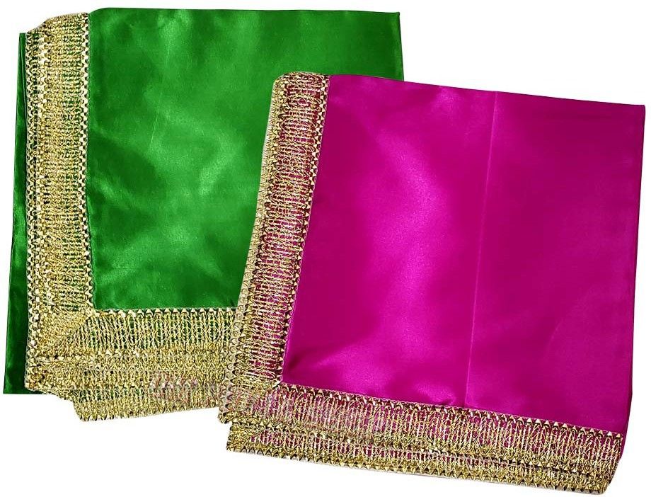 Satin Blend Self Design Green, Pink Men Dupatta-image-27