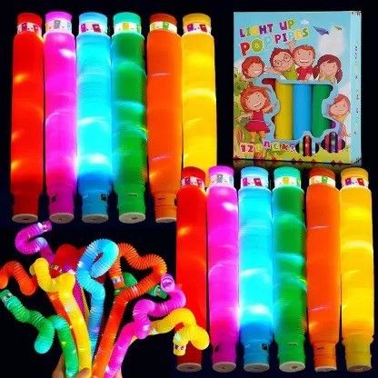 crazybuy Light Pop-Tube LED Lights Pop Fidget Tubes Pop Fidget Toy Sensory Pack of 12-picture-45