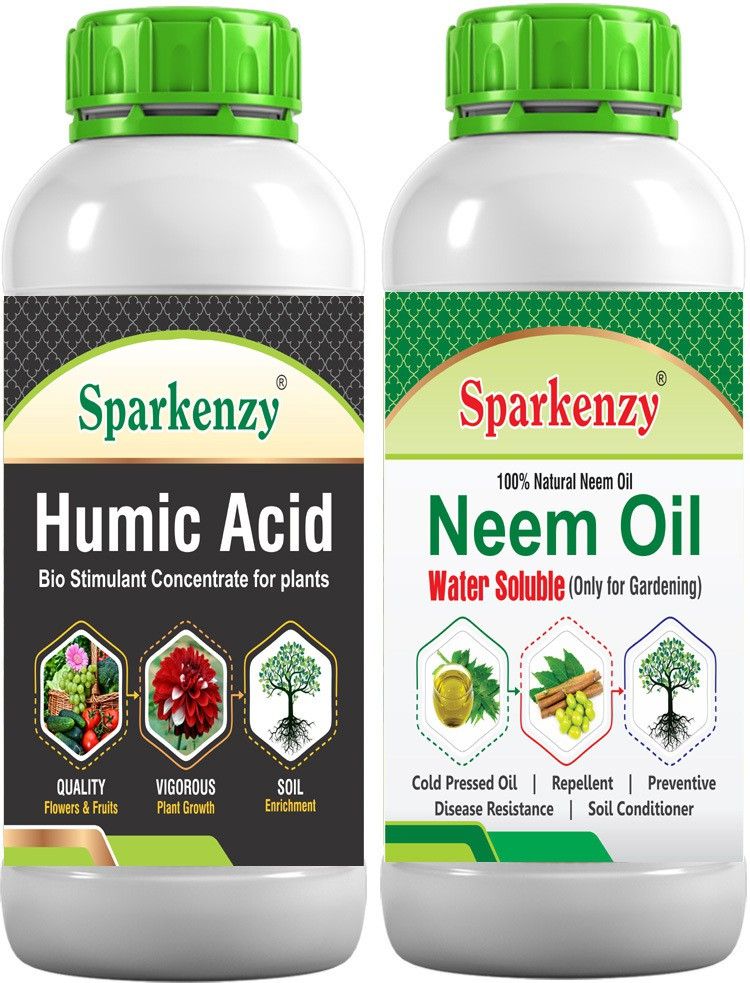 Natural Neem Oil + Humic Acid for plants combo of (100ml + 100ml ) Fertilizer, Manure, Potting Mixture