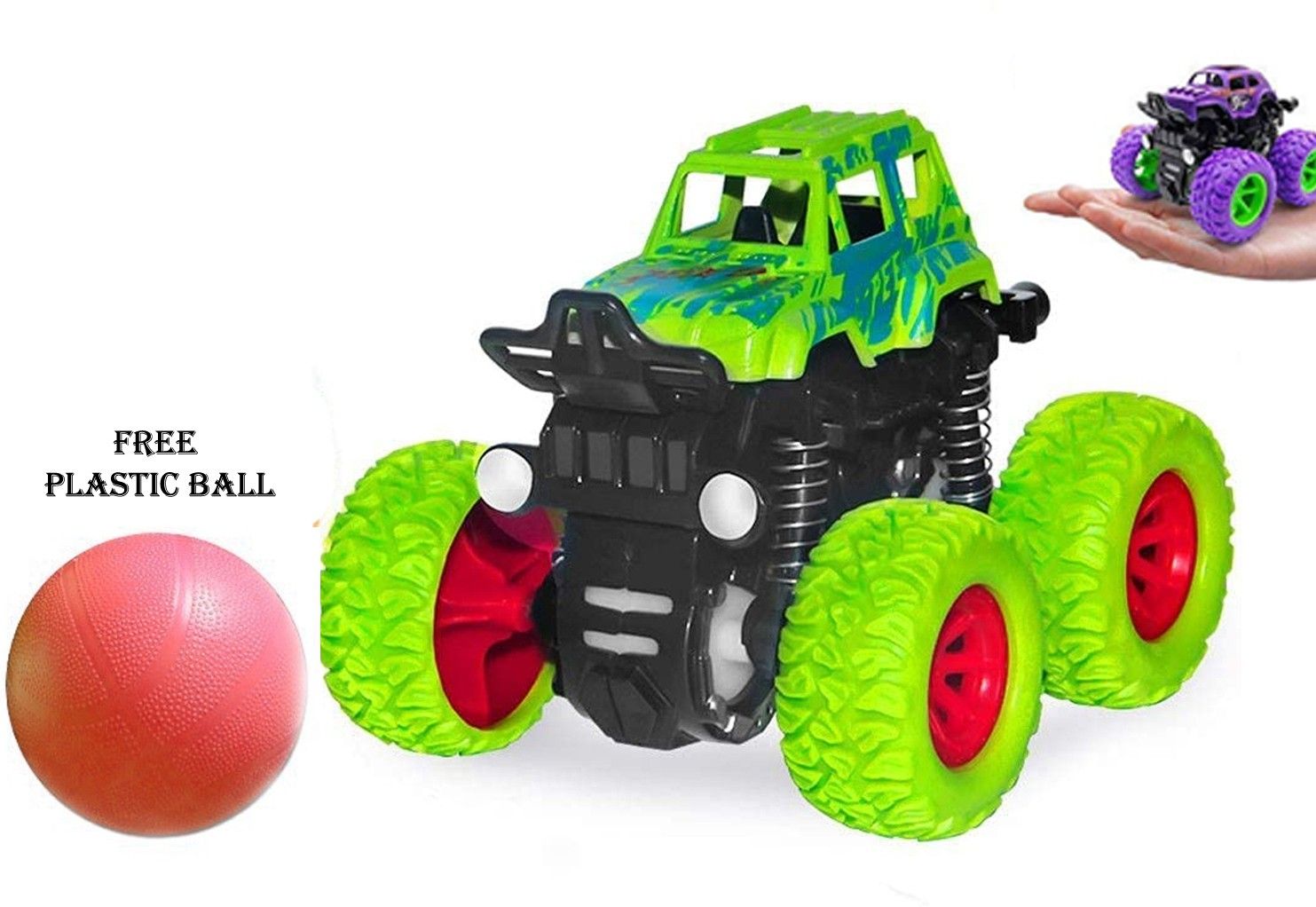 shalafi Kids Mini Monster Truck Friction Cars Toys, 360 Degree Stunt Cars+Plastic Ball-picture-36