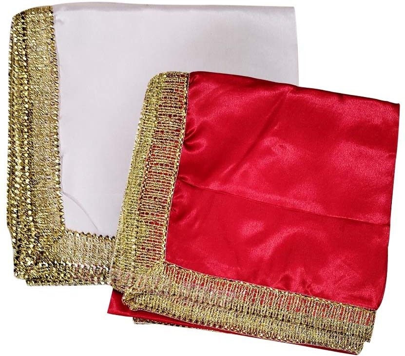 om pooja shop Satin Blend Printed White, Red Men Dupatta-picture-14