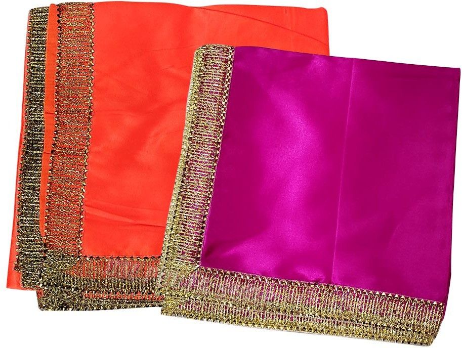 Satin Blend Self Design Orange, Purple Men Dupatta-image-38