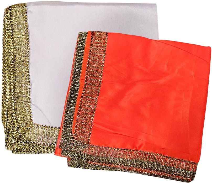 om pooja shop Satin Blend Solid White, Red Men Dupatta-picture-11