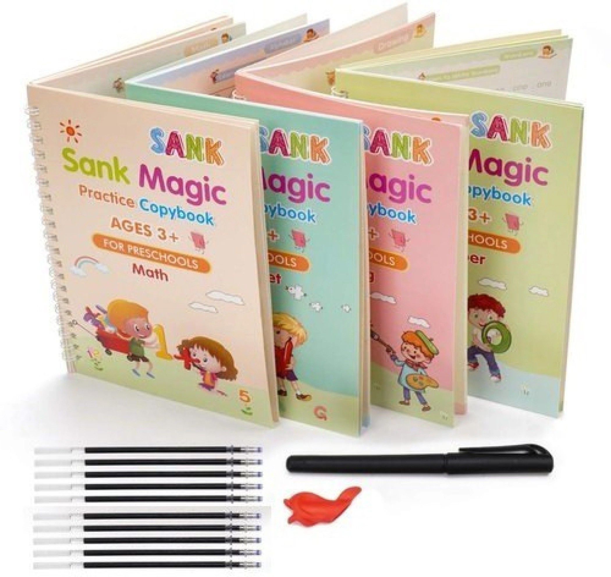 Reusable Sank Magic Practice Copybook, (1 Pen + 1 Grip + 4 BOOK + 10 REFILL)-image-41