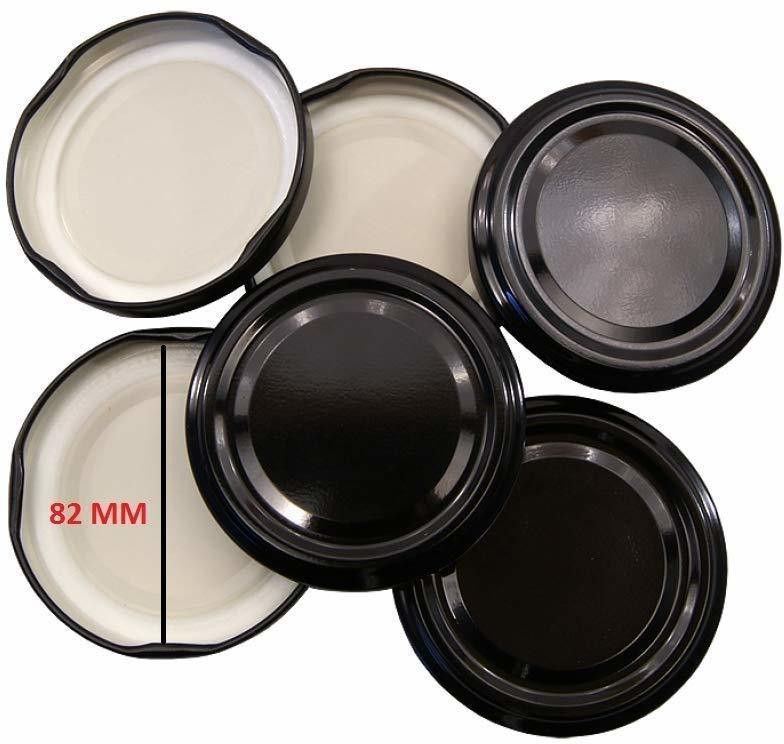 Glass Jar Lids Only 82mm For 82 mm Mouth Jars Black 3.5 inch Lid