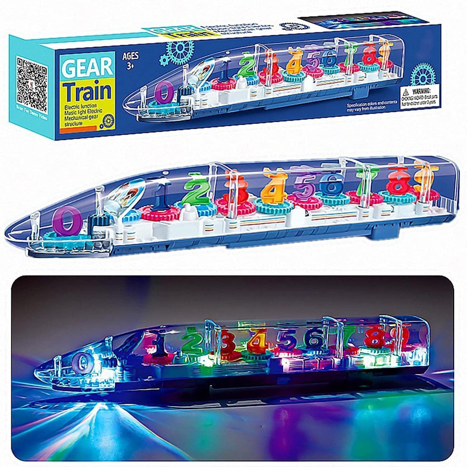 Transparent Toy Train for Toddlers See Through Musical Train Mechanical Toy
