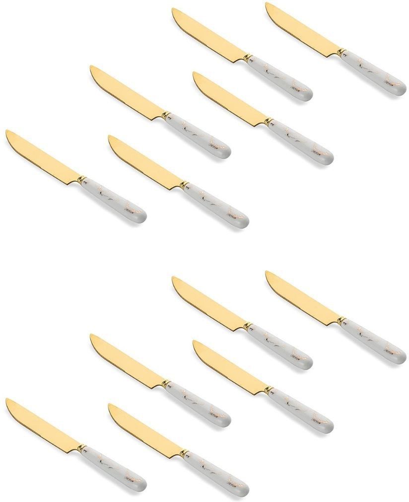 mgeezz Golden Body Butter 12 Knife Set Ceramic Handle for Kitchen-Restaurant Cutlery Stainless Steel, Ceramic Butter Spreader Set-picture-29