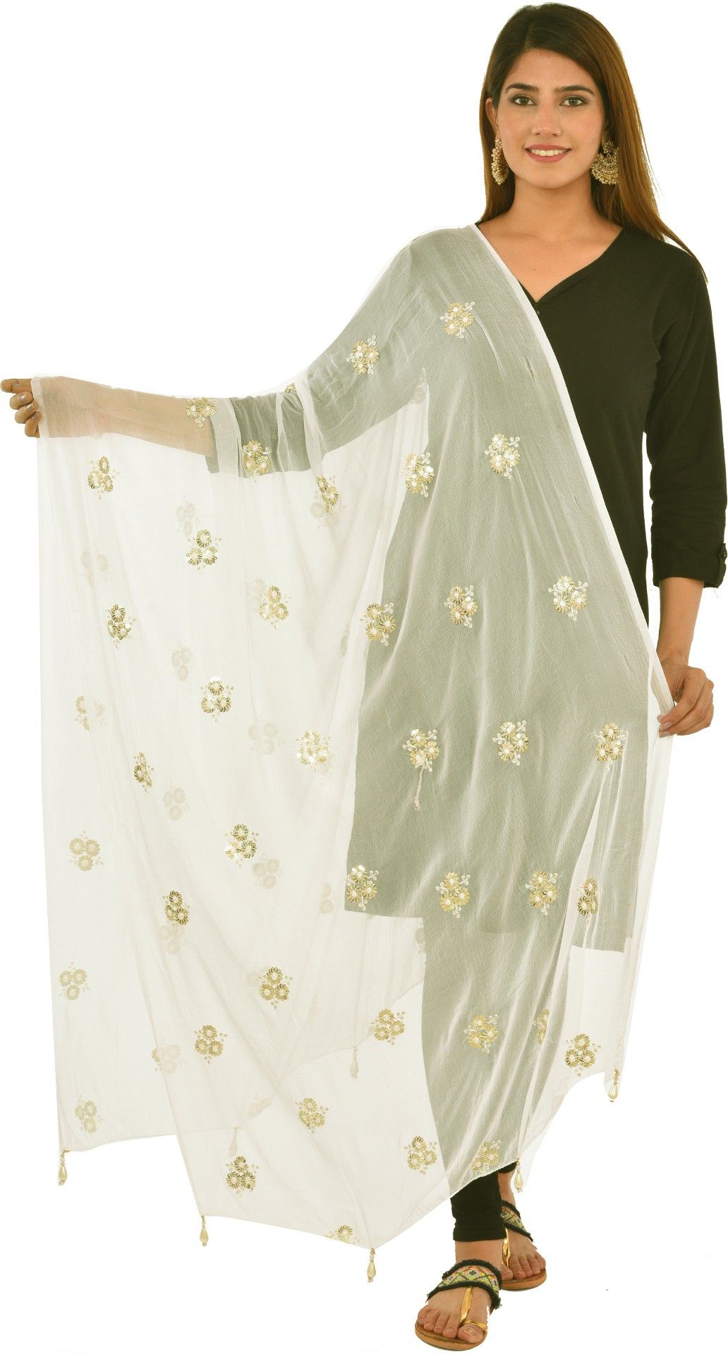 youthquake Chiffon Embroidered White Women Dupatta-picture-32