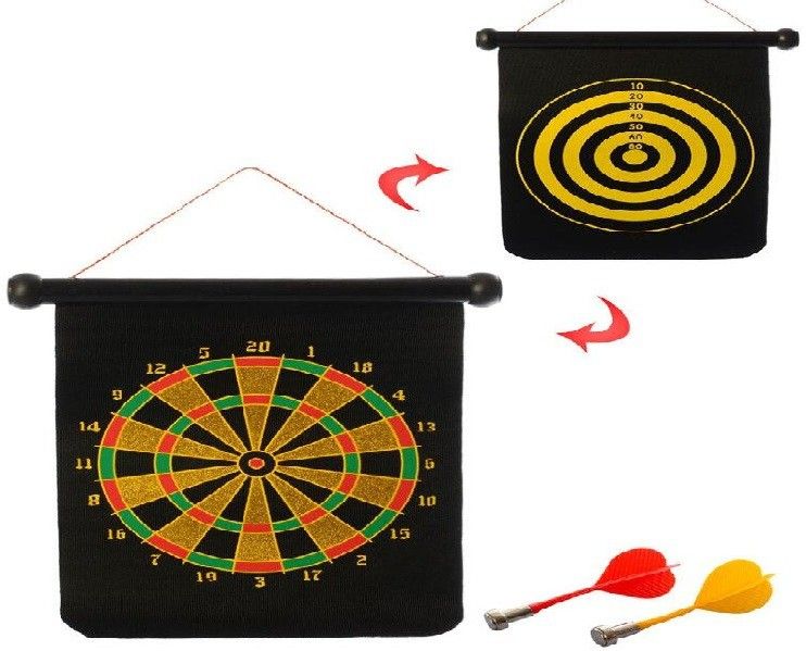 hhs sports Double Sided Foldable Magnetic Dart Board with 4 Magnetic Darts 30 cm Dart Board-picture-13