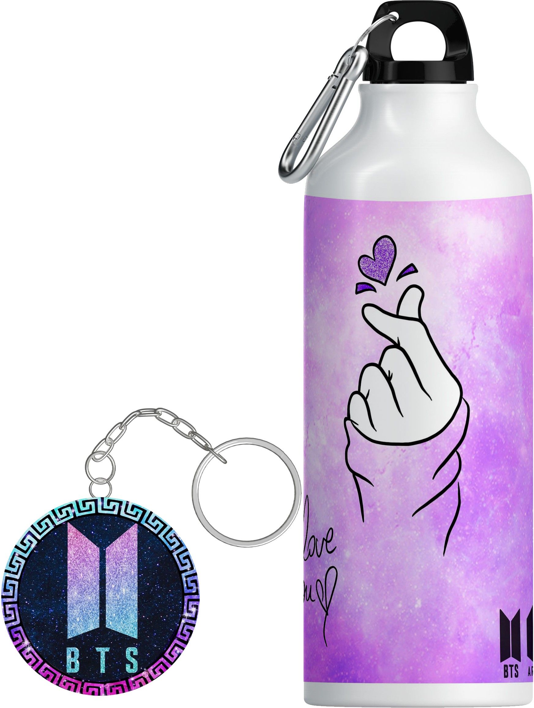 Bts Keychain/Keyring With Printed Bts Sipper For School, Gym & Office_(KS-17) 600 ml-image-8