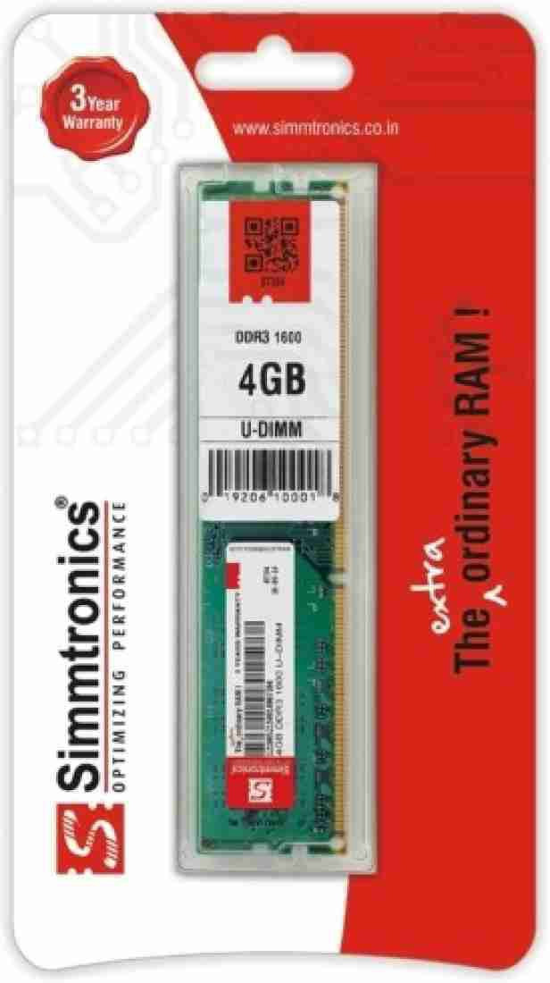 simtronics Ordinary Ram DDR3 4 GB (Single Channel) PC, Server (Simmtronics DDR3 4GB RAM) image 1
