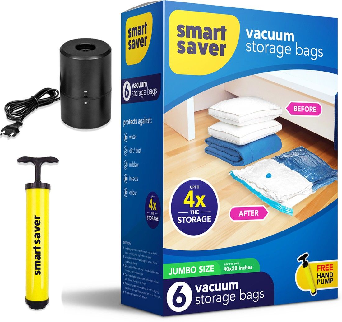 smart saver Vacuum Storage Bags for Clothes with Electric Pump 6 Jumbo (70 x 100)cm High Volume Storage Vacuum Bags-picture-11