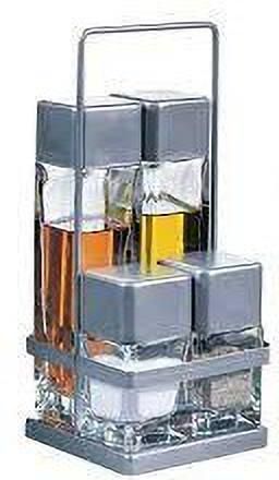 Cubic Metalic Set, 4-Pieces, Stainless Steel, Salt, Pepper, Oil and Vinegar Set Sugar Sprinkler 50 gm