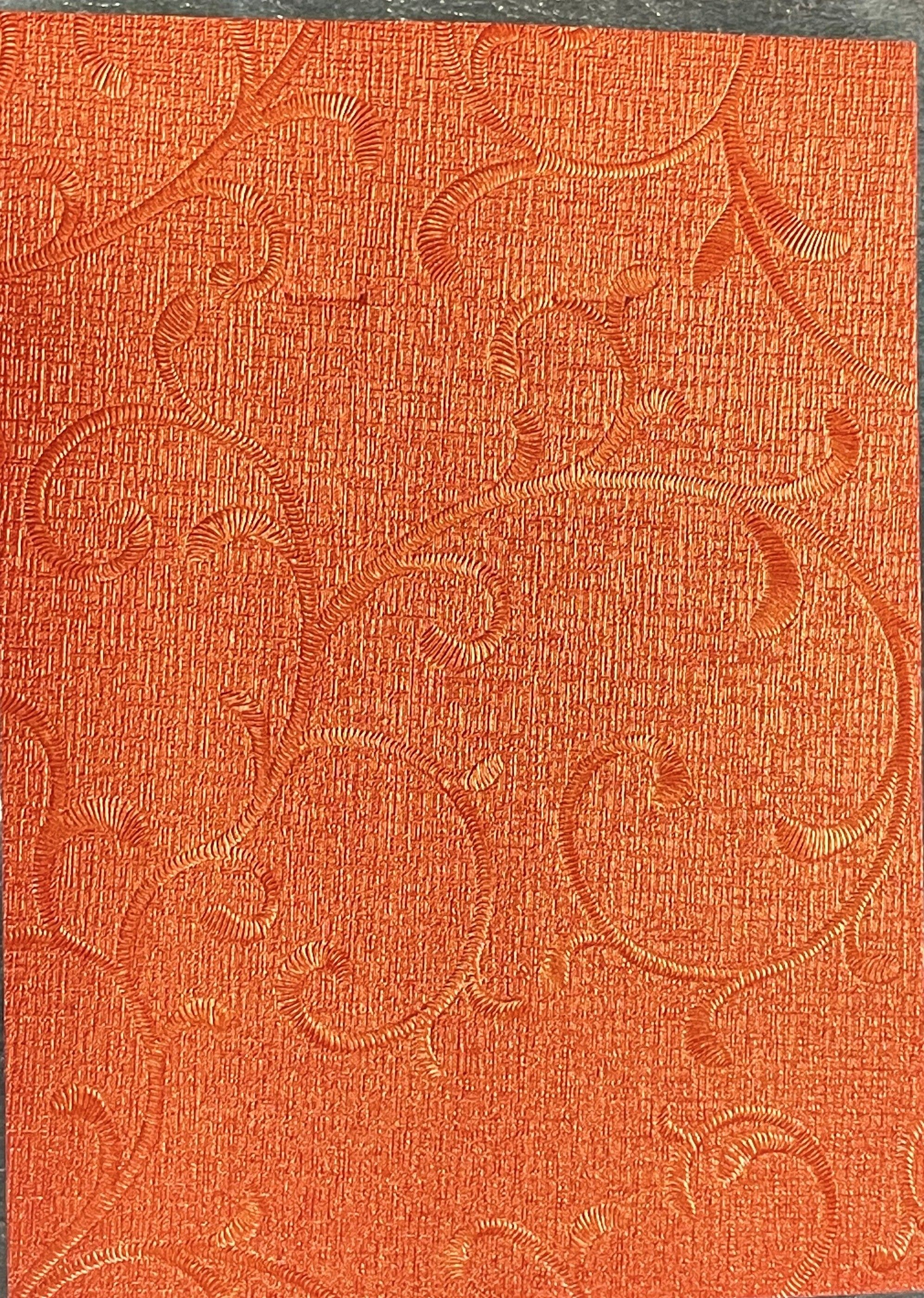 MT F- Orange Floral Printed Artificial Leather Sofa Fabric