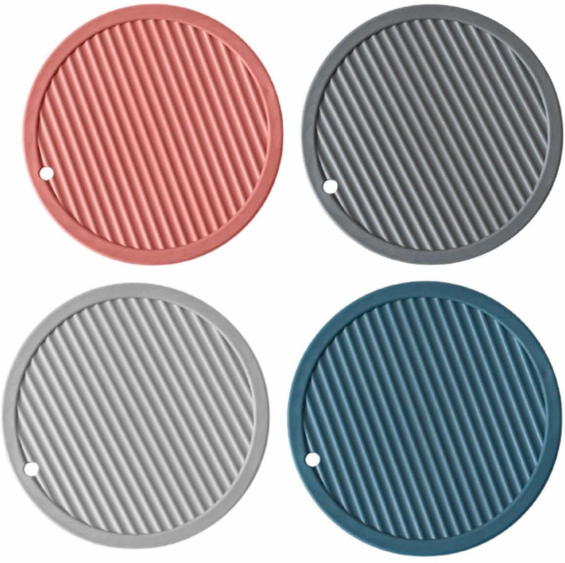 Silicone Trivet Round Multi Color Set of 4 Matte Trivet-image-20
