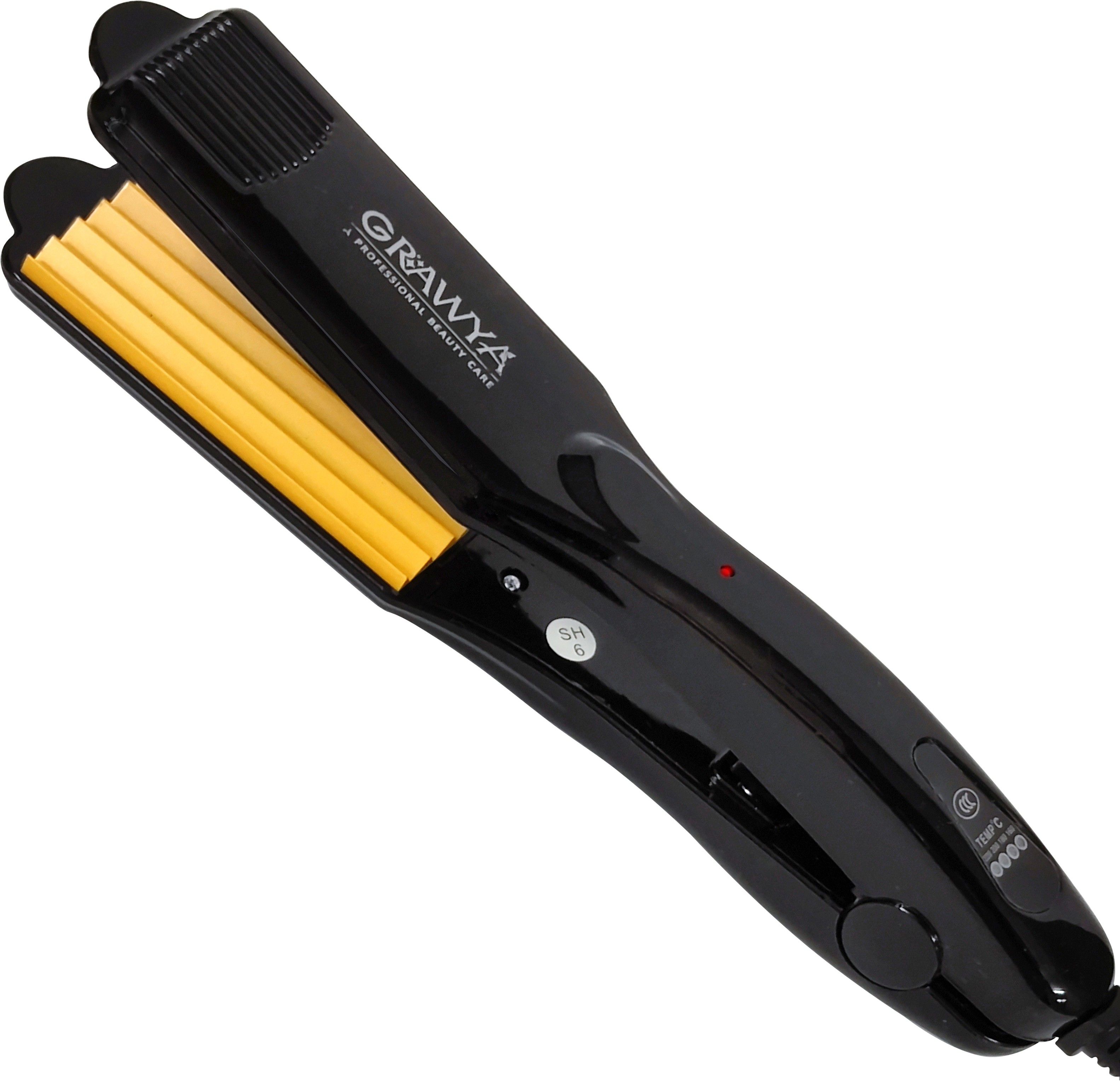 Professional Grawya Hair Crimper With 4 X Protection Ceramic Gold Coating Wide Plate Electric Hair Styler