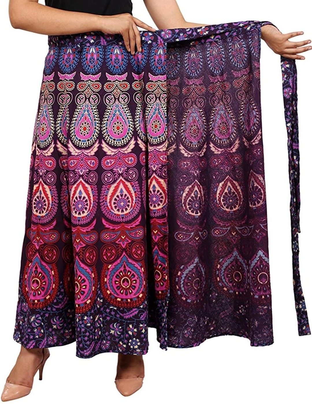 sahaj Women Printed Wrap Around Purple, Multicolor Skirt-picture-15