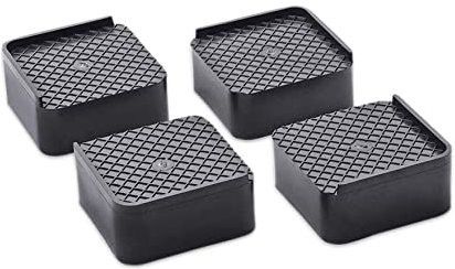 Refrigerator, Washing Machine, Fridge & Furniture Base Stand (4 Piece - Black) Plastic Kitchen Trolley