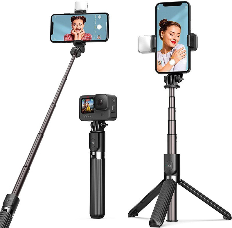 Setster Bluetooth Selfie Stick with LED Light 3-in-1 Multi-Functional Extendable Bluetooth Selfie Stick Tripod (Bluetooth Remote Included) | R1S Selfie Stick Bluetooth Selfie Stick image 1