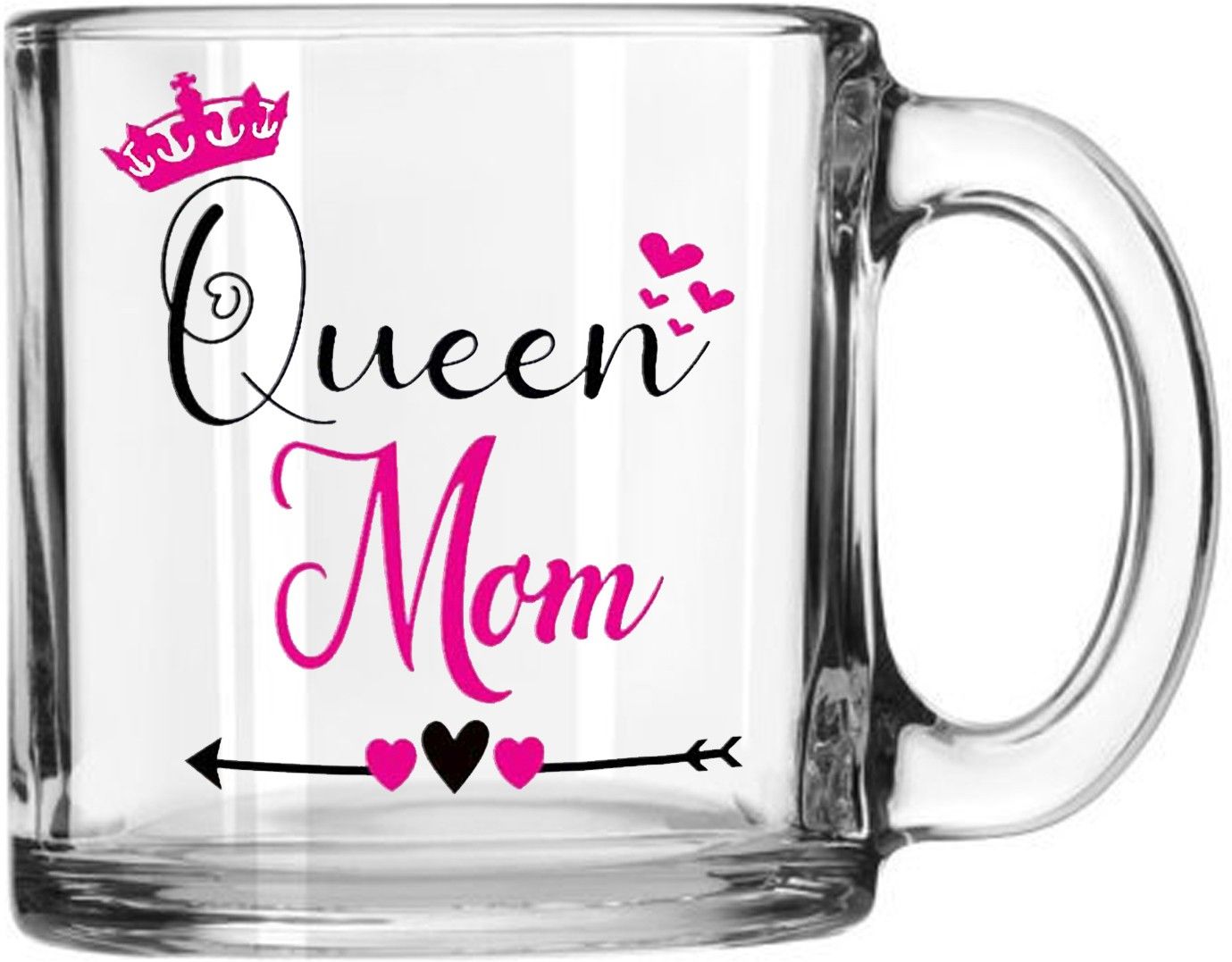 Pack of 1 Glass "QUEEN MOM " Unique Transparent Glass Mug Gift for mom, anniversary birthday-image-48