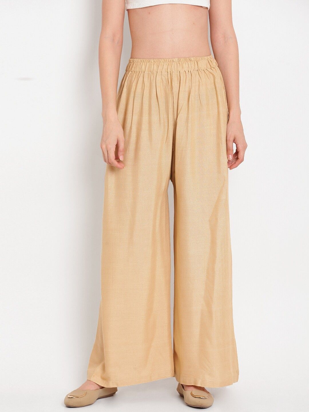 Women Regular Fit Beige Cotton Blend Trousers-image-29