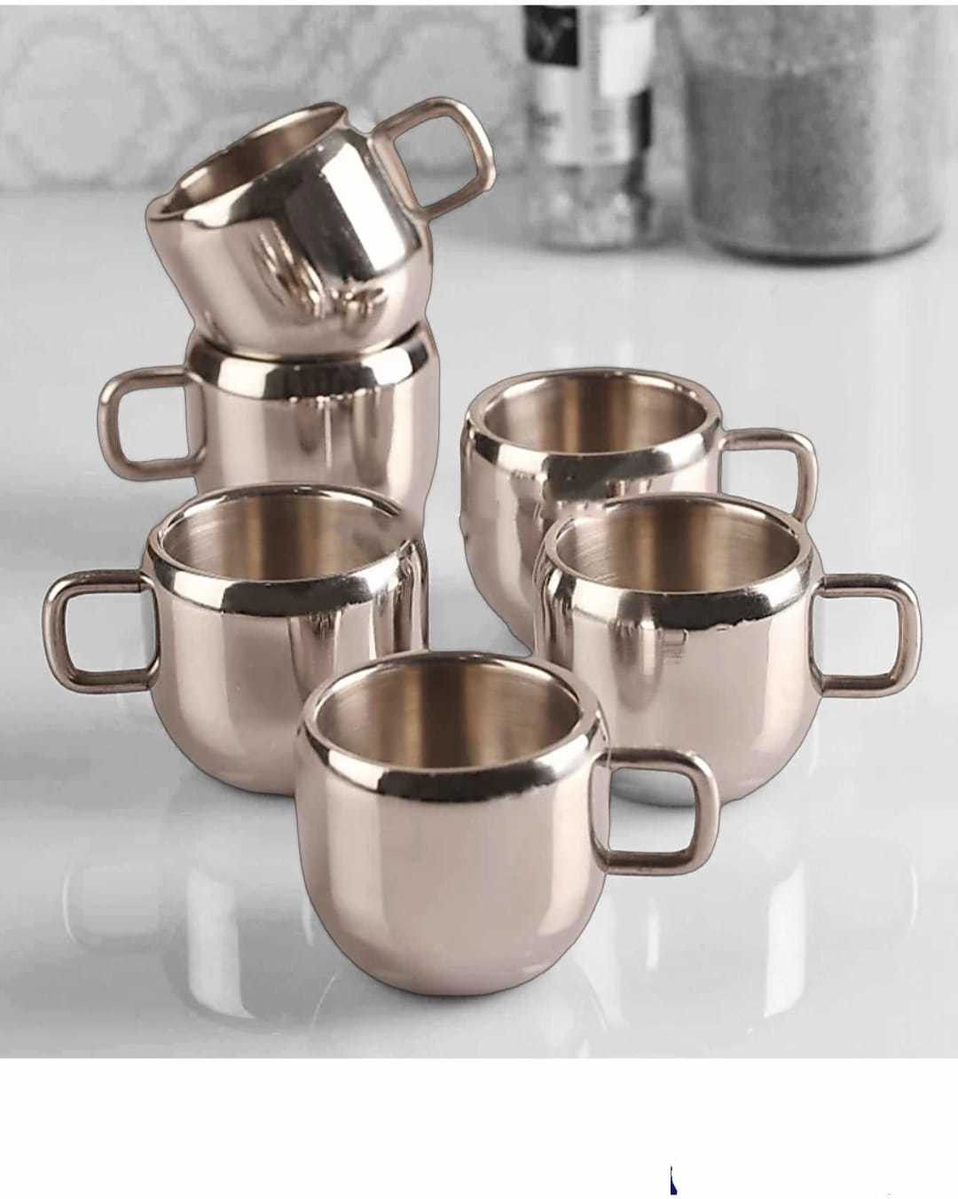 vikas metal Pack of 6 Stainless Steel Double wall Stainless Steel Tea Cups 6pcs For Tea-picture-12