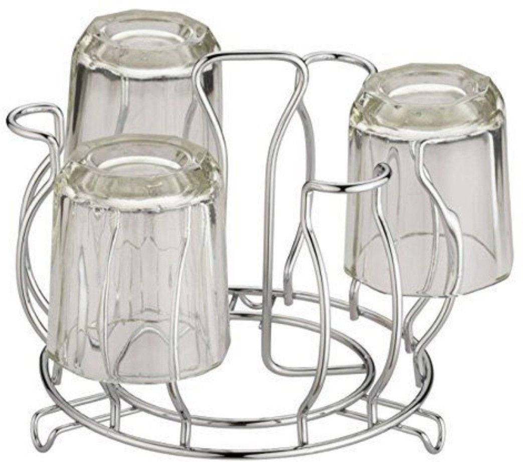 yash enterprises S.S. Steel Glass Stand - Sada Stainless Steel Glass Holder-picture-1