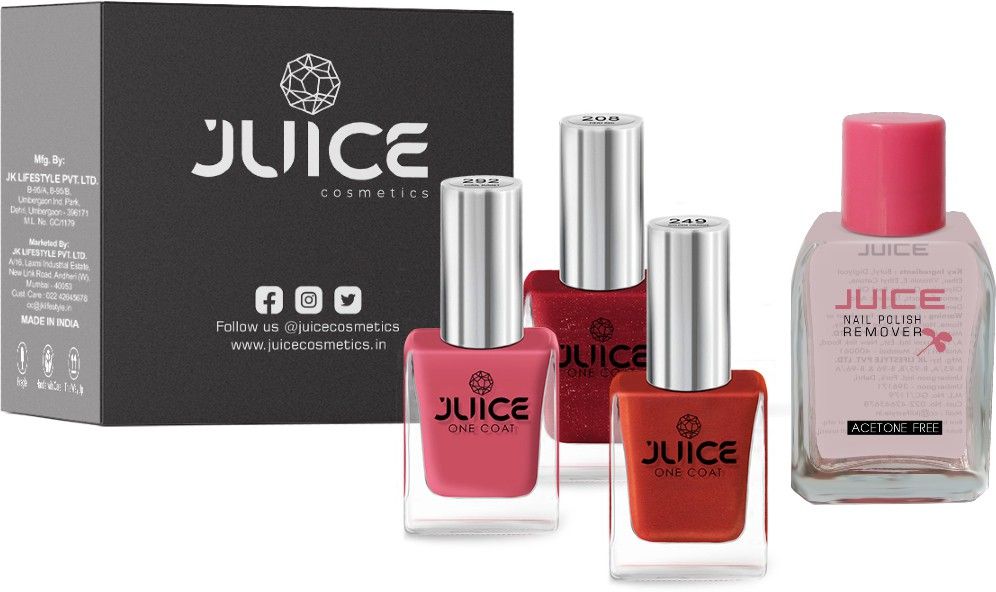 | 3 NAIL POLISH COMBO 24 (CORAL SUNSET-292/GOLDEN ORANGE-249/FIREY RED-208) & 1 NAIL POLISH REMOVER | WATERPROOF & LONG LASTING-image-24