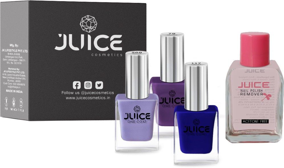 | 3 NAIL POLISH COMBO 26 (GRAPE PURPLE-79/PIGMENT BLUE-117/PEARLY FLINT-269) & 1 NAIL POLISH REMOVER | WATERPROOF & LONG LASTING-image-12