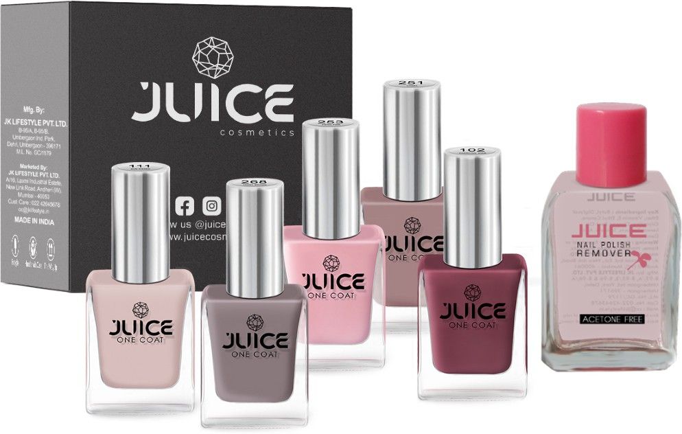 | 5 NAIL PAINT (PETAL PINK-253 / CAMEL-251 / SUN KISSED-111 / DUSTY CORAL-102 / TEDDY BROWN-288) & 1 NAIL PAINT REMOVER