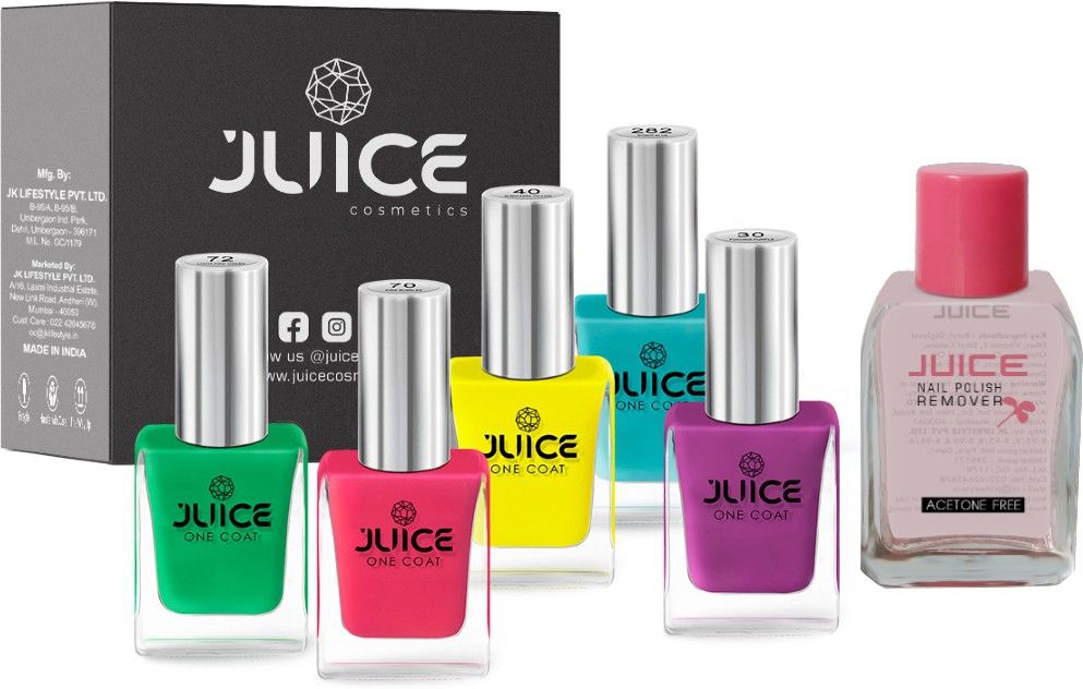 | 5 NAIL POLISH COMBO 17 (FUCHSIA PURPLE-30/YELLOW-40/PINK BUBBLES-70/LIGHT PINE GREEN-72/ROBIN BLUE-282)& 1 NAIL POLISH REMOVER-image-9