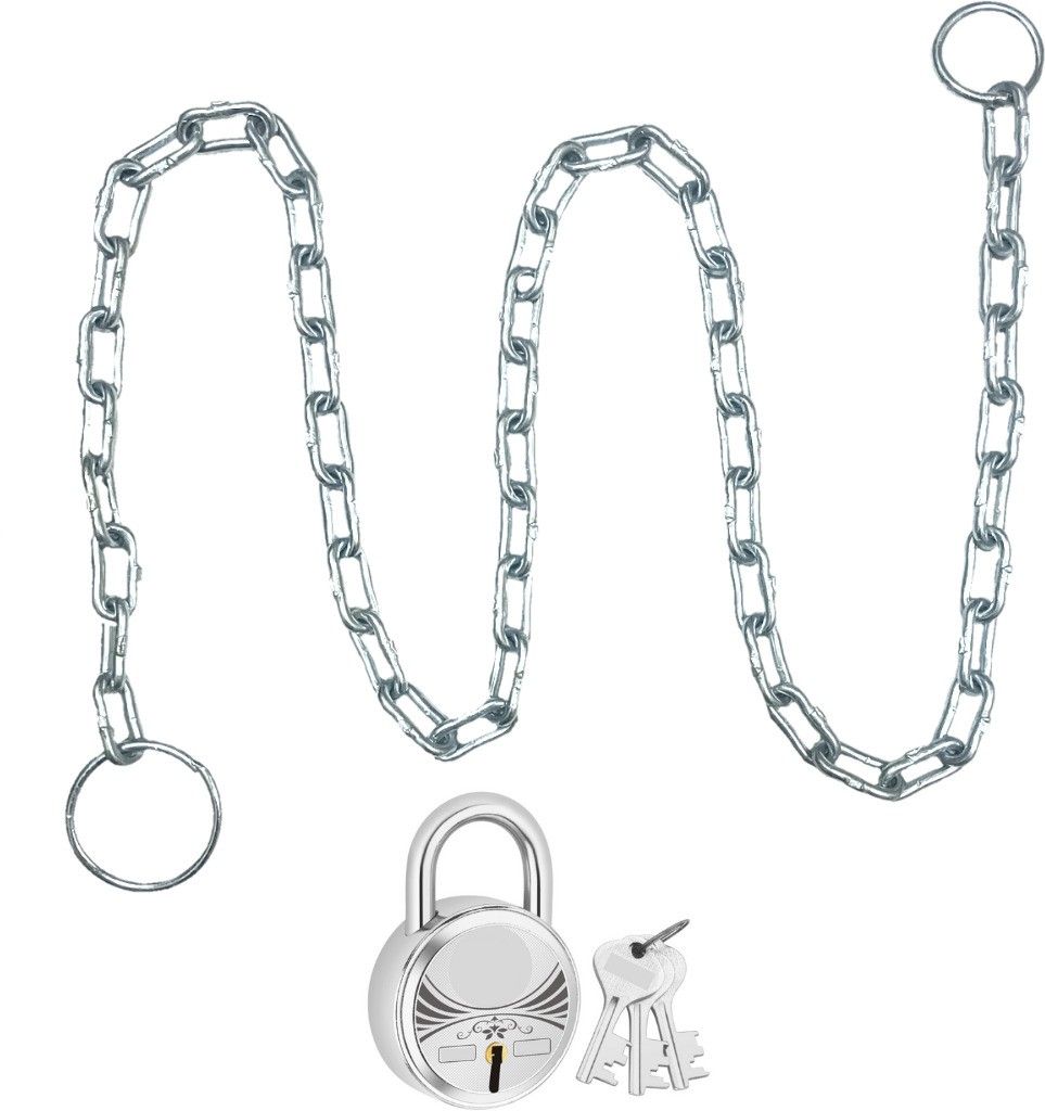 hussaini mart Metal 4 Feet Chain with Lock 40mm for Gate, Fence, Luggage, Cycle, Bike, Good Lock Bicycle Lock-picture-21