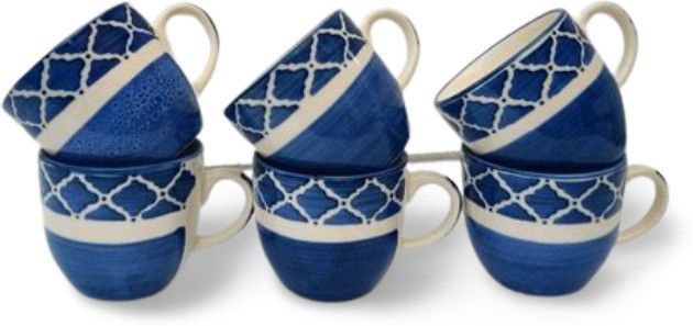 originalceramics Pack of 6 Ceramic Blue Hand Painted Tea Cups-picture-34