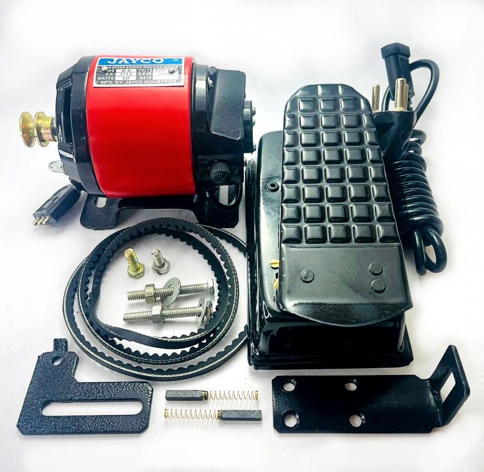 Sewing Machine Motor (COPPER WINDING) with Regulator (& Heavy Base +L-SET) -RED- Electric Sewing Machine