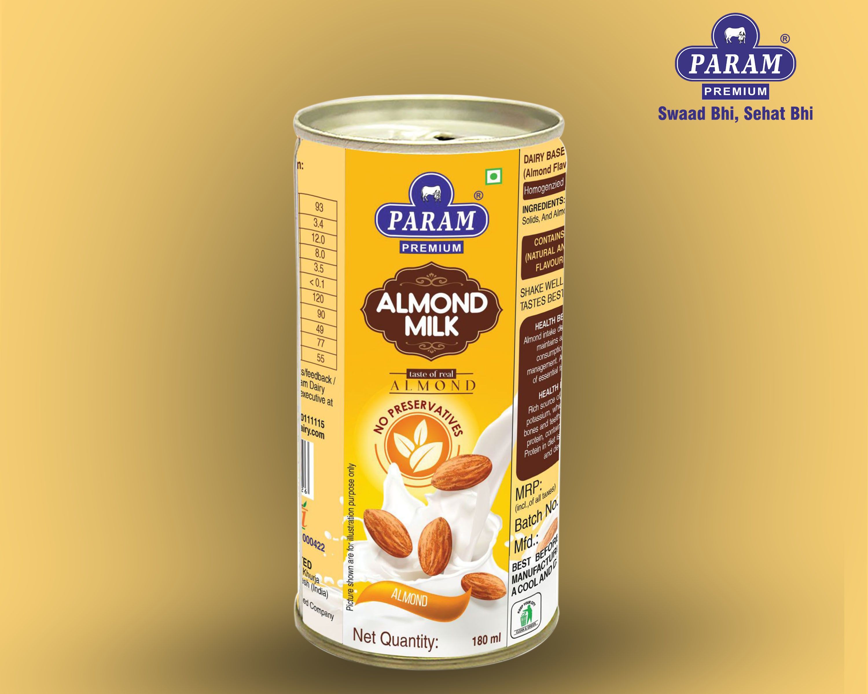 param Premium Almond Flavoured Milk Pack of 12 (180ml)| Almond Milk Shake-picture-21