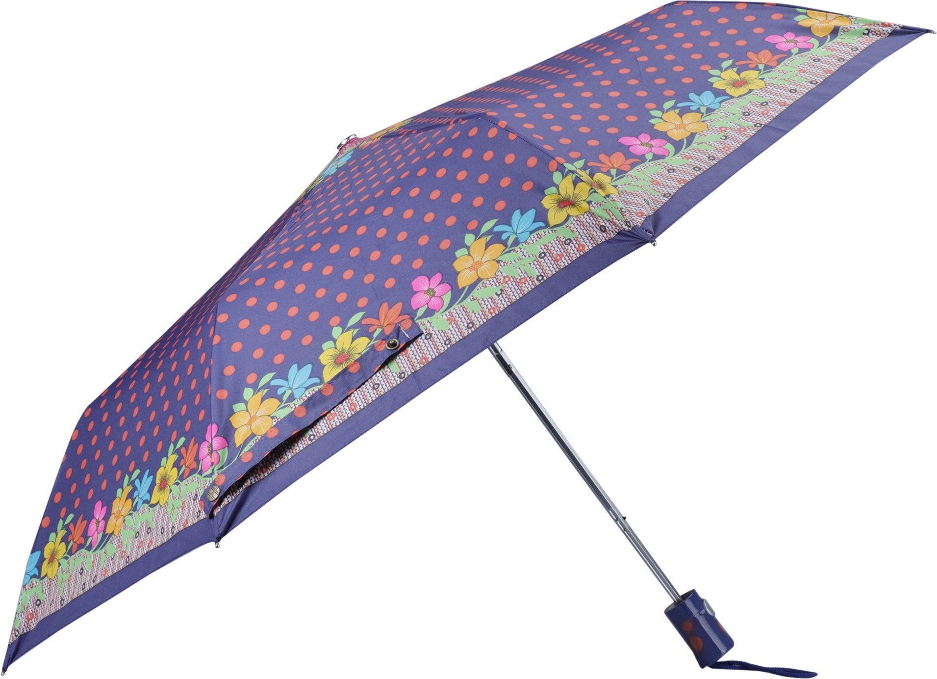 the clownfish Polka Dot Series 3 Fold Auto Open Nylon Umbrellas (Dark Blue with Blue border) Umbrella-picture-48