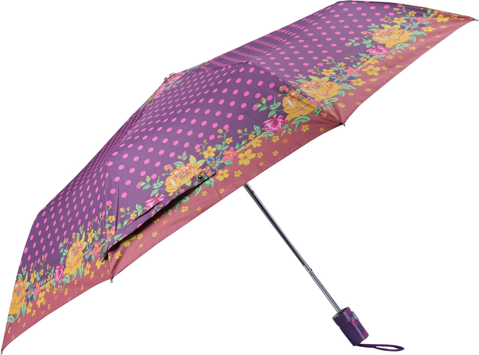 the clownfish Polka Dot Series 3 Fold Auto Open Nylon Umbrellas (Purple with Peach border) Umbrella-picture-13