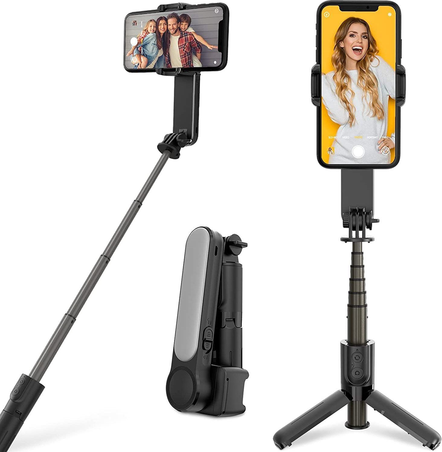 Hold up Handheld Gimbal Stabilizer for Smartphones with Filling Light Single Gimbal for Mobile