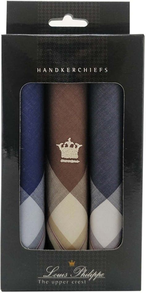 LOUIS PHILIPPE Men's Cotton Dark Handkerchief with Brand Logo ["Blue Brown navy"] Handkerchief-picture-13