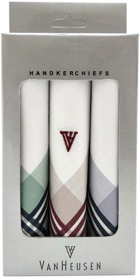 VAN HEUSEN Men's Cotton Colour Border Handkerchief with Brand Logo ["White"] Handkerchief-picture-42