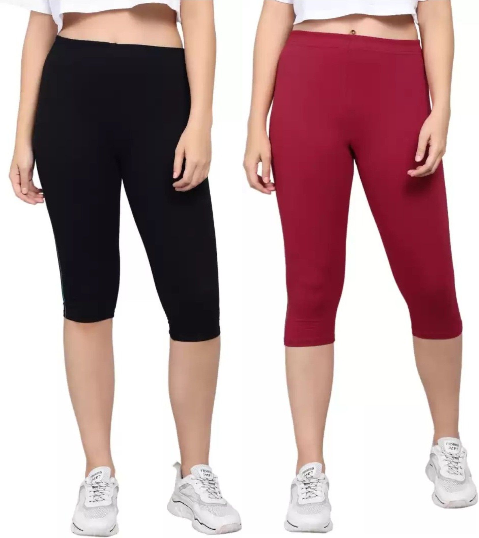 Women cotton lycra capri Women Multicolor Capri-image-30