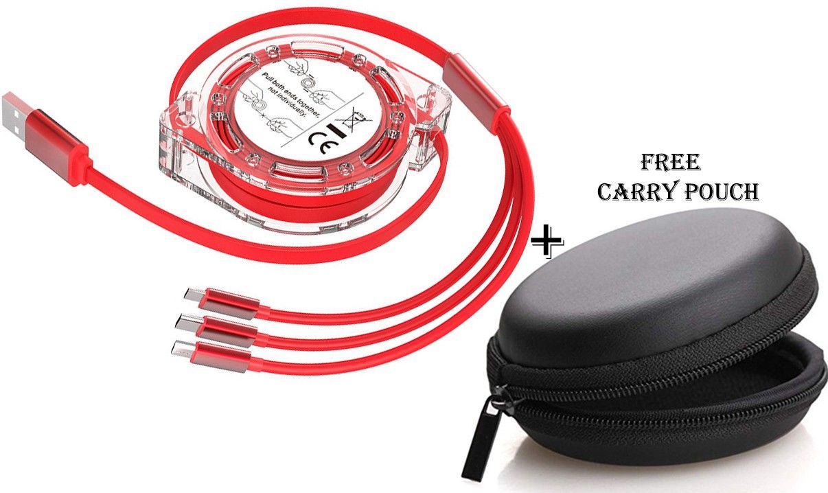 POZUB 3in1 Retractable Mobile Data Cable Charger TypeC Fast Charging Cable+Carry Pouch Charging Pad-image-34