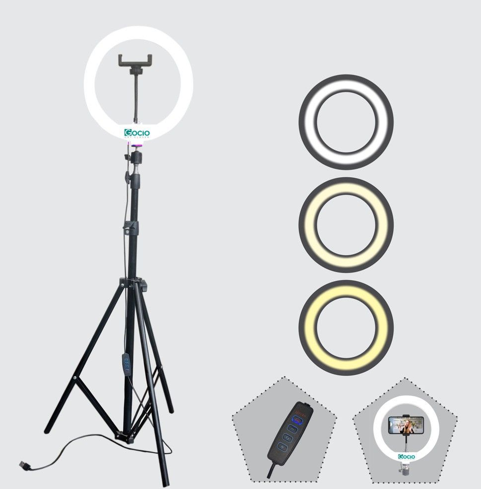 JAMMY ZONES 10“ Ring light for studio with stand for makeup, reels, video and selfie Tripod, Tripod Kit