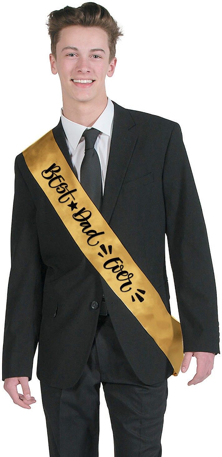 Best dad Ever Sash for Girls Birthday Party Decoration (Gold)-image-8