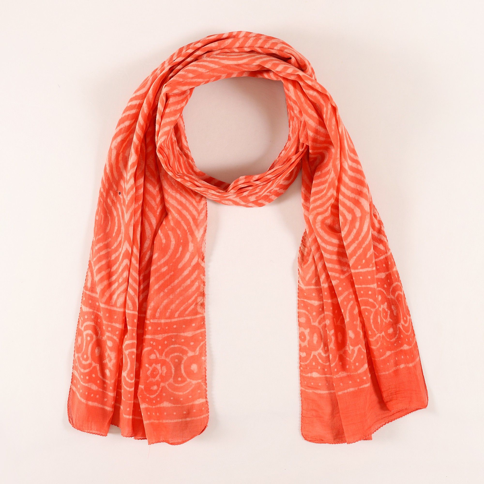 handicraft-palace Printed Pure Cotton Women Orange, White Stole-picture-11